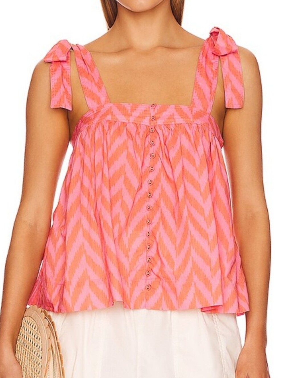 Ulla Johnson Iris Tank In Bougainvilla Pink Size 2 Tie Shoulders Chevron